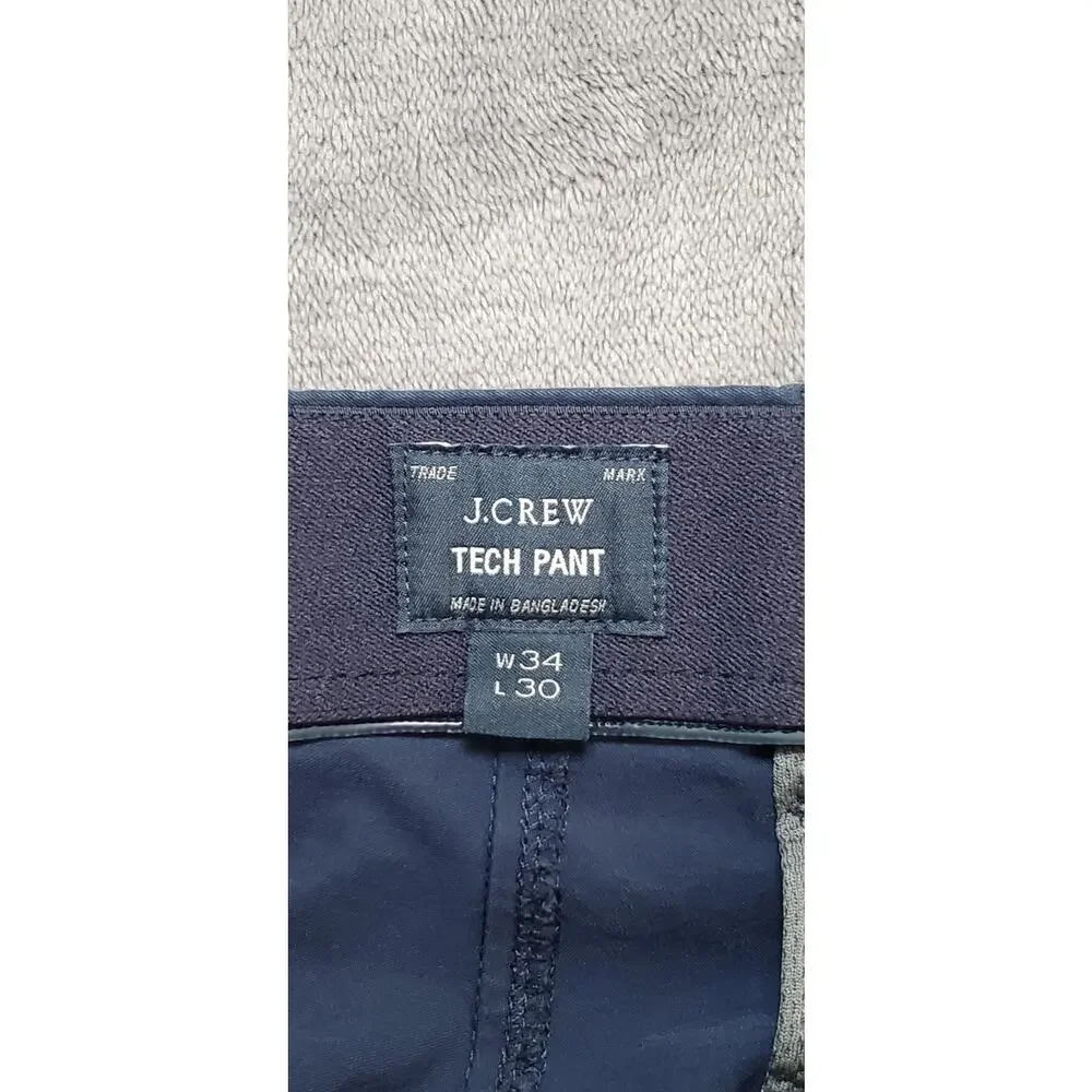 J. Crew Tech Pants Mens Size 34x30 Slim-Fit 484 Dark Blue C25-33
